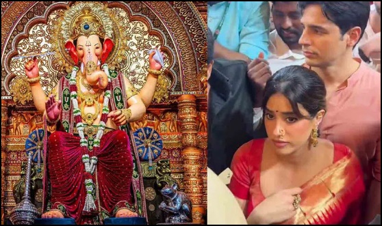 లాల్‌బాగ్చా రాజాను దర్శించుకున్న సిద్ధార్థ్, జాన్వీ